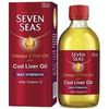 Seven Seas Omega-3 Fish Oil Plus Cod Liver Oil MAX STRENGTH 450ml liquid. With Vitamins D And E